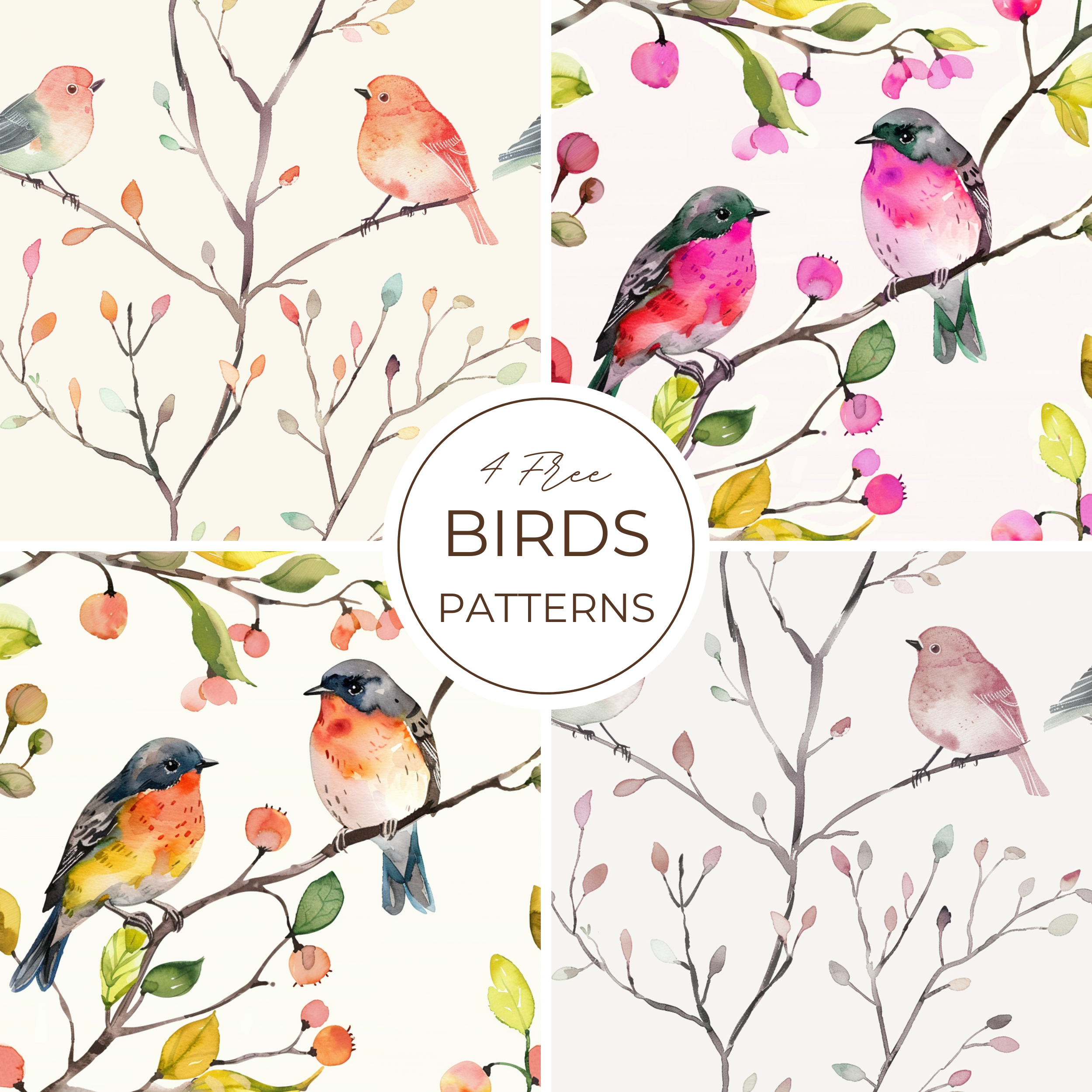 4 Free Birds Patterns - Free PNG, PAT Download | MyPhotoshopBrushes