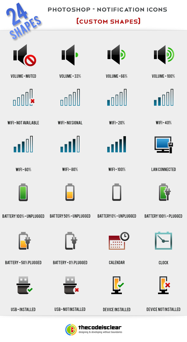 Notification Icon Shapes - Free ZIP Download | MyPhotoshopBrushes
