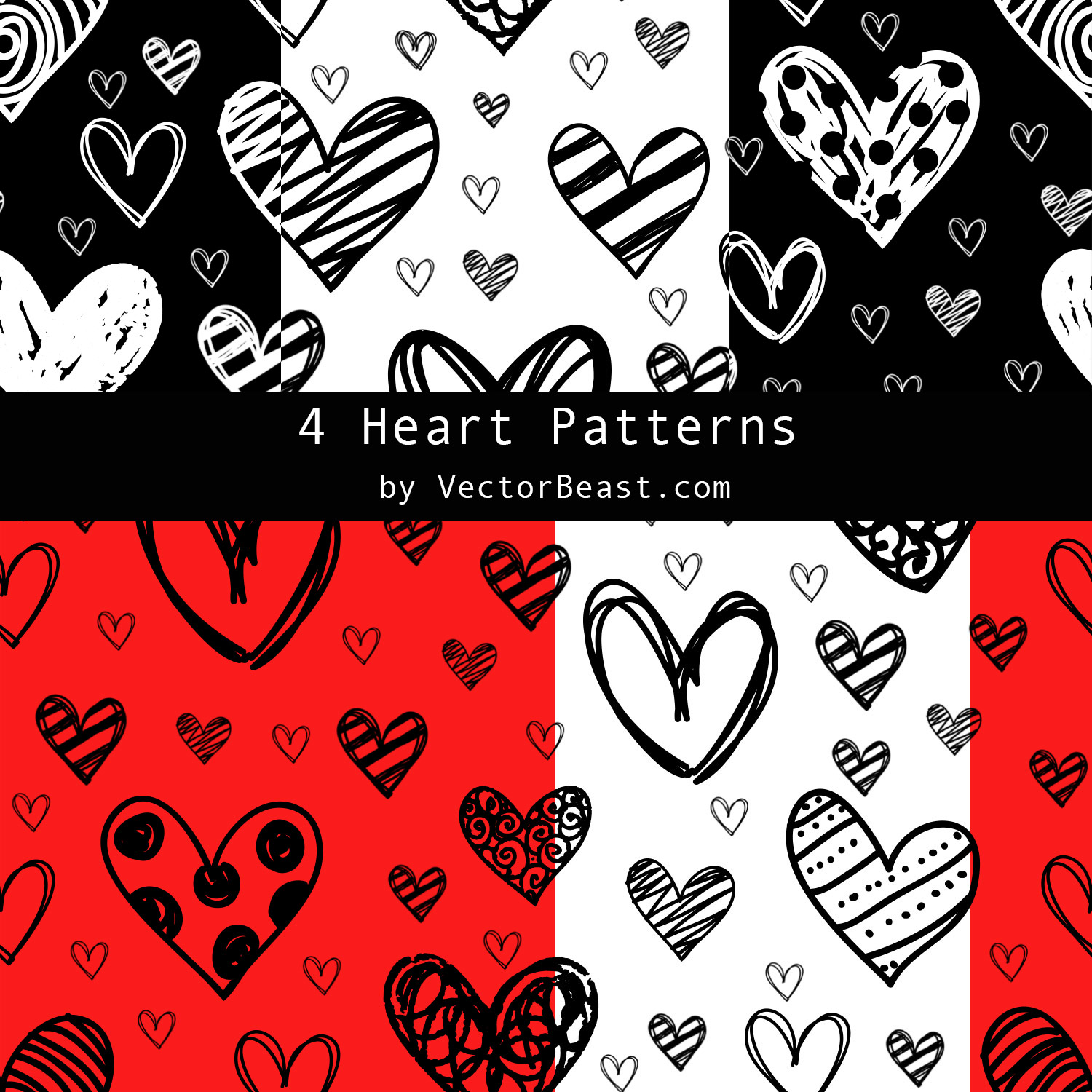 4 Heart Patterns - Free ZIP Download | MyPhotoshopBrushes