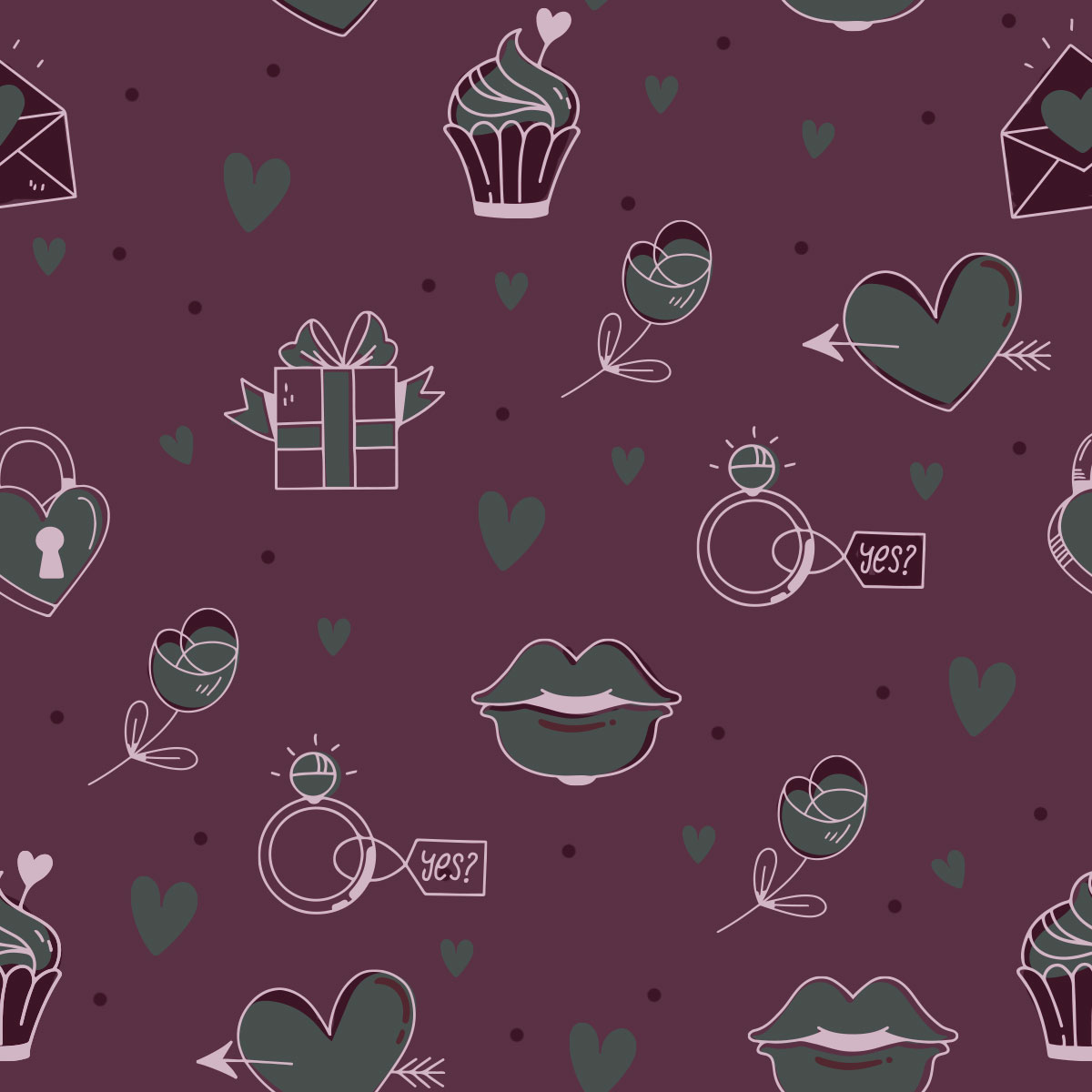 Doodle Valentine Pattern - Free ZIP Download | MyPhotoshopBrushes